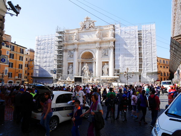 The Trevi Fountain under maintenance